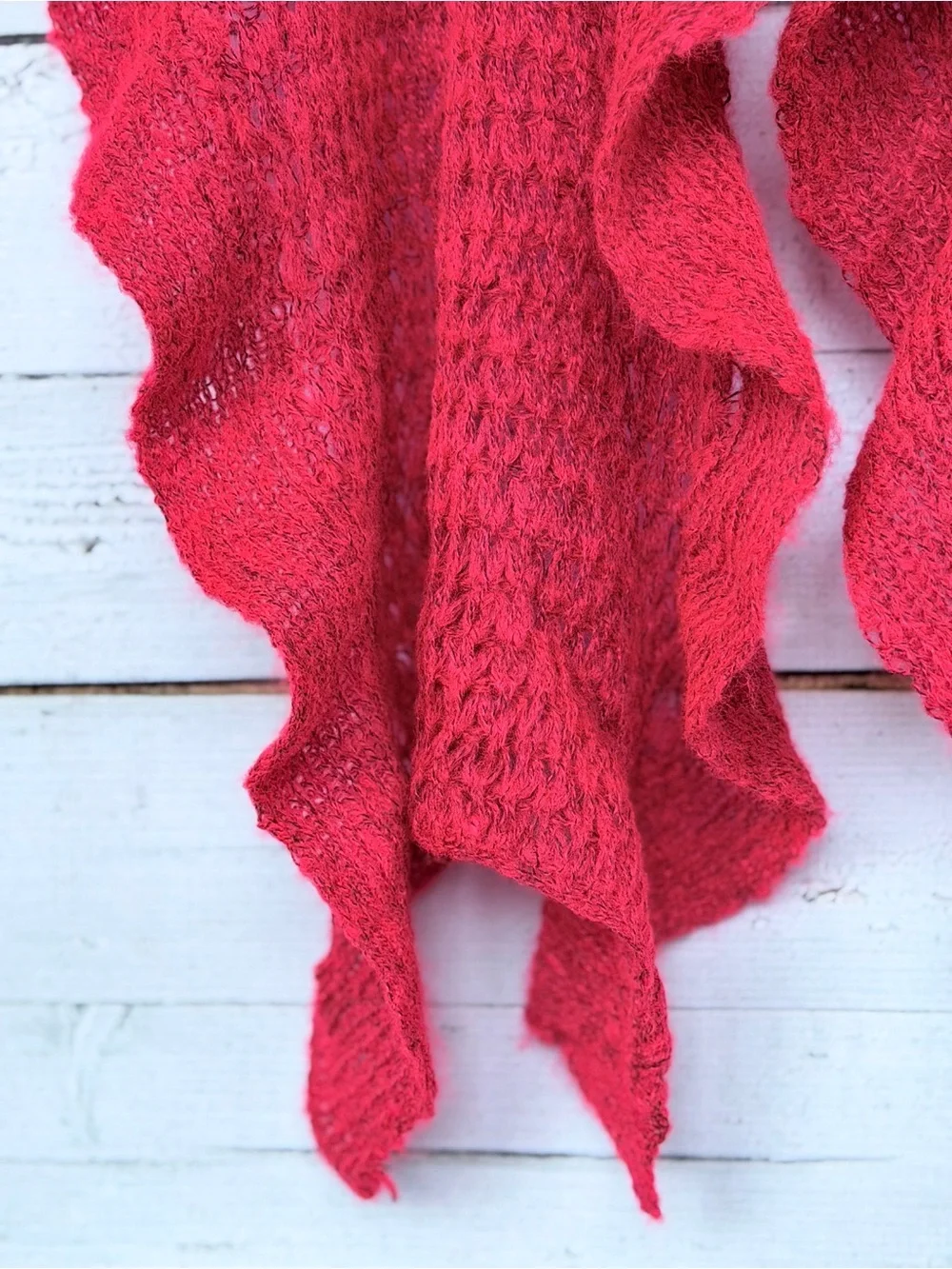 Boutique Ruffle Open-Front Open-Knit Lightweight Scarf Vest